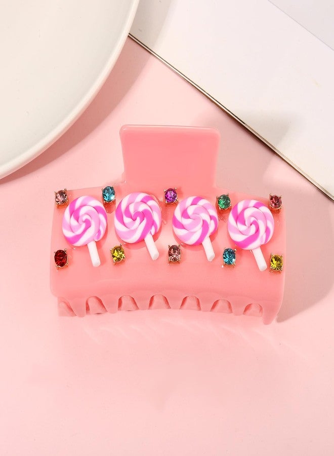 PHALIN Candy Hair Claw Clip for Women Girls Christmas Candy Cane Hair Clips Halloween Holiday Lollipop Accessories Candys Outfit for Women Party Favors (Pattern A) - Image 2